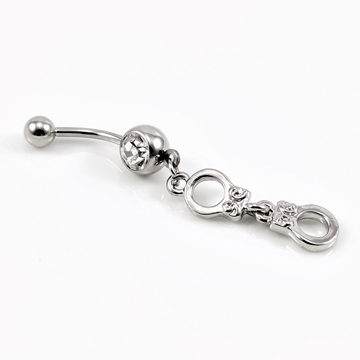 RVS Navel Piercing met Handboei Hanger