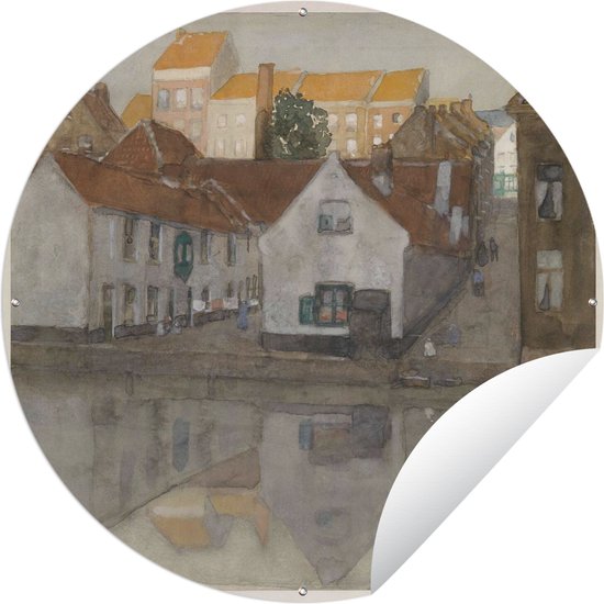 Tuincirkel Achterbuurt te Gent - Schilderij van George Hendrik Breitner - 60x60 cm - Ronde Tuinposter - Buiten
