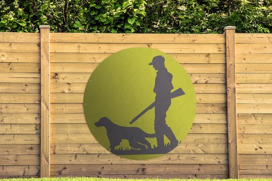 Cercle de jardin - un chasseur et son chien - 150x150 cm - Affiche jardin
