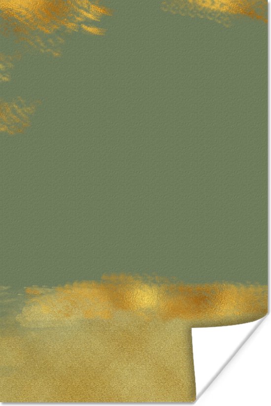 Luxe patroon van gouden verfvegen tegen een groene achtergrond 40x60 cm - Foto print op Poster (wanddecoratie woonkamer / slaapkamer)