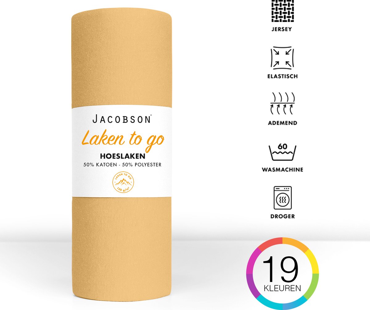 Jacobson - Hoeslaken - 100x200cm - Jersey Katoen - tot 23cm matrasdikte - Beige