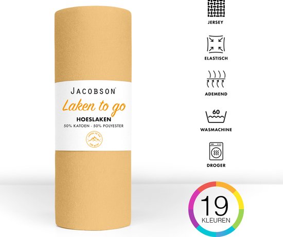 Jacobson - Hoeslaken - 100x200cm - Jersey Katoen - jusqu'à 23cm d'épaisseur de matelas - Beige