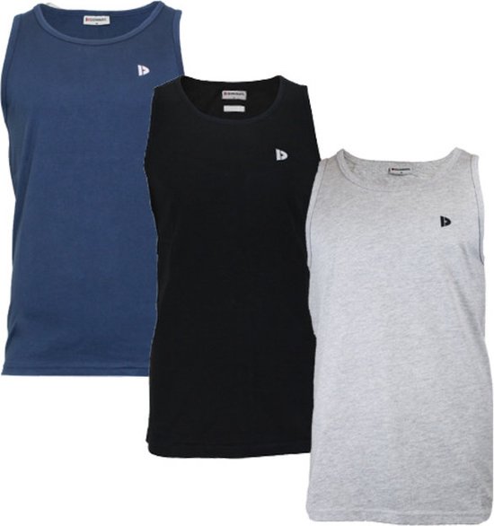 3-Pack Donnay Muscle shirt (589006) - Tanktop - Heren - Navy/Black/Light Grey marl - maat M