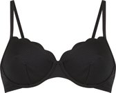 Hunkemöller Dames Badmode Niet-voorgevormde beugel bikinitop Scallop - Zwart - maat E75