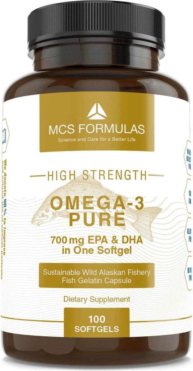 Omega 3 Pure 700mg DHA&EPA Visolie gelatine softgel made of FISH