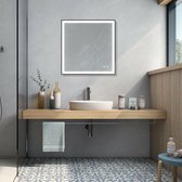 Starlight - Miroir de salle de bain - Carré - 60x60 cm - Zwart - Miroir chauffant - Siècle des Lumières LED - Dimmable - Capteur tactile - Industriel