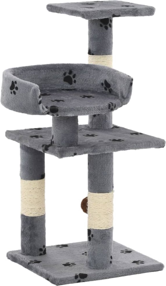 VidaLife Kattenkrabpaal met sisal krabpalen 65 cm pootafdrukken grijs