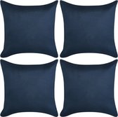VidaLife Kussenhoezen 4 stuks marineblauw imitatie suède 80x80 cm polyester