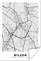 Poster Zwart Wit – België – Plattegrond – Stadskaart – Kaart – Bilzen - 40x60 cm