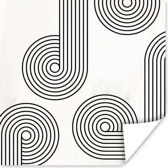 Poster Abstract - Lijnen - Zwart - Grijs - 50x50 cm