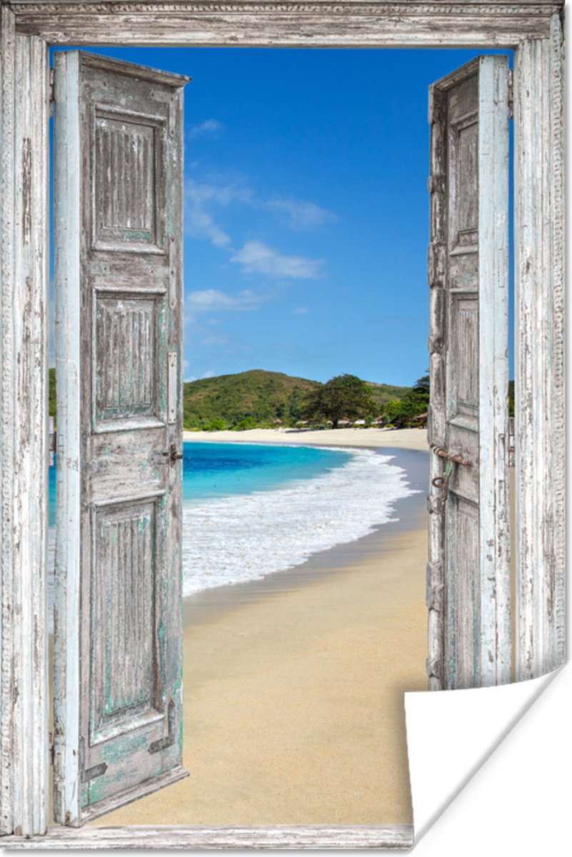 Poster Zee - Tropical - Doorkijk - Strand - 40x60 cm