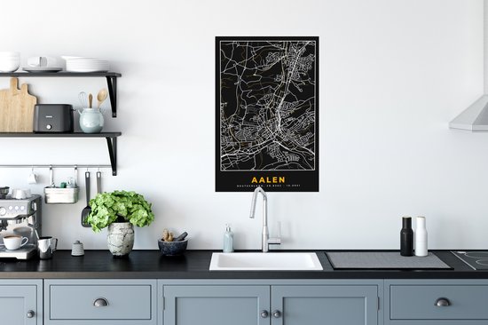 Poster City Map – Carte – Allemagne – Or – Aalen – Carte - 40x60 cm