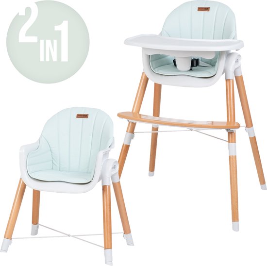 FreeOn Kinderstoel Tin 2in1 - Eetstoel voor kinderen - Mint Green