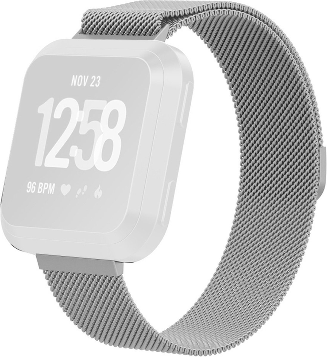 Milanees bandje - geschikt voor Fitbit Versa / Versa 2 - maat S/M - zilver