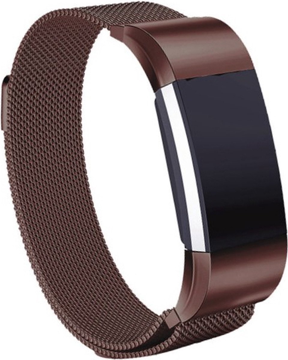 Milanees bandje - geschikt voor Fitbit Charge 3 / Charge 4 - maat M/L - koffiekleurig