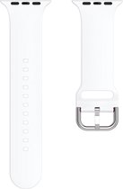 Siliconen bandje - geschikt voor Apple Watch Series 1/2/3/4/5/6/7/8/9/SE/SE 2 met case size 38 mm / 40 mm / 41 mm - wit