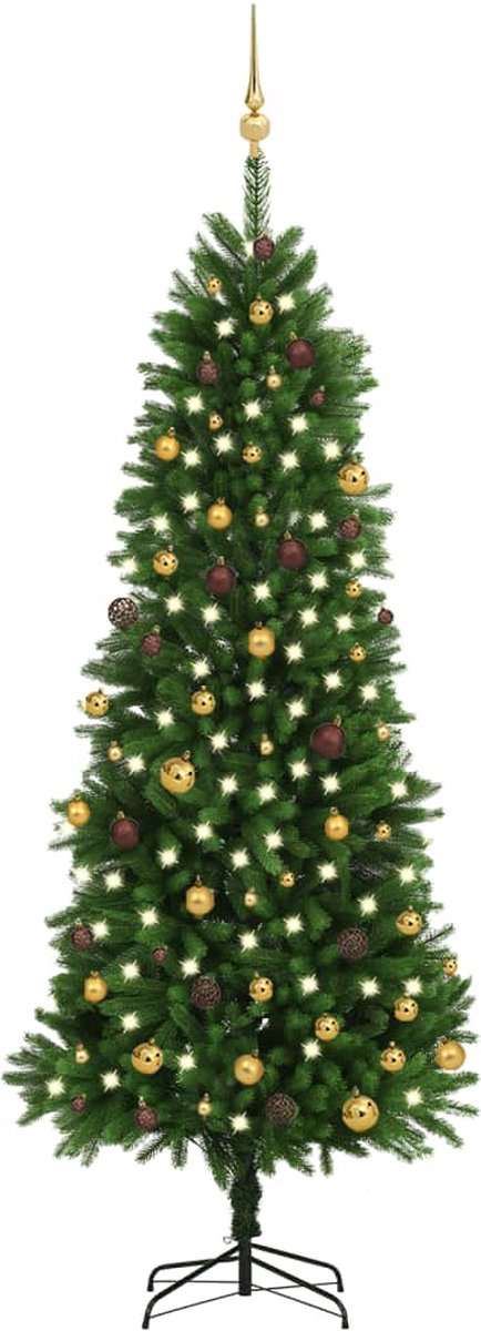 VidaLife Kunstkerstboom met LED's en kerstballen 240 cm groen