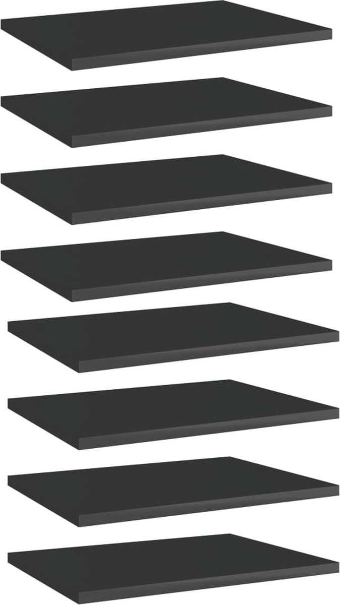VidaLife Wandschappen 8 st 40x30x1,5 cm spaanplaat hoogglans zwart