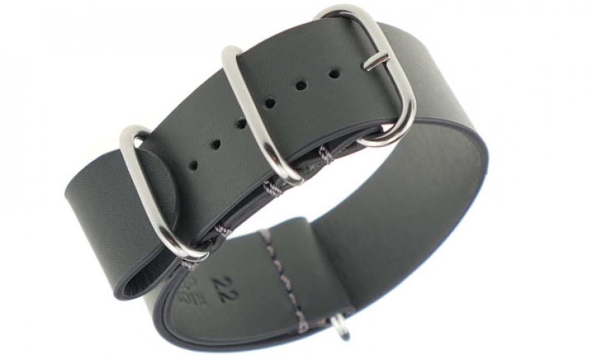 Nato Strap Warsaw Olivegreen - Leer - 22mm