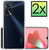 Hoes Geschikt voor OPPO A16 Hoesje Cover Siliconen Back Case Hoes - Transparant - 2x