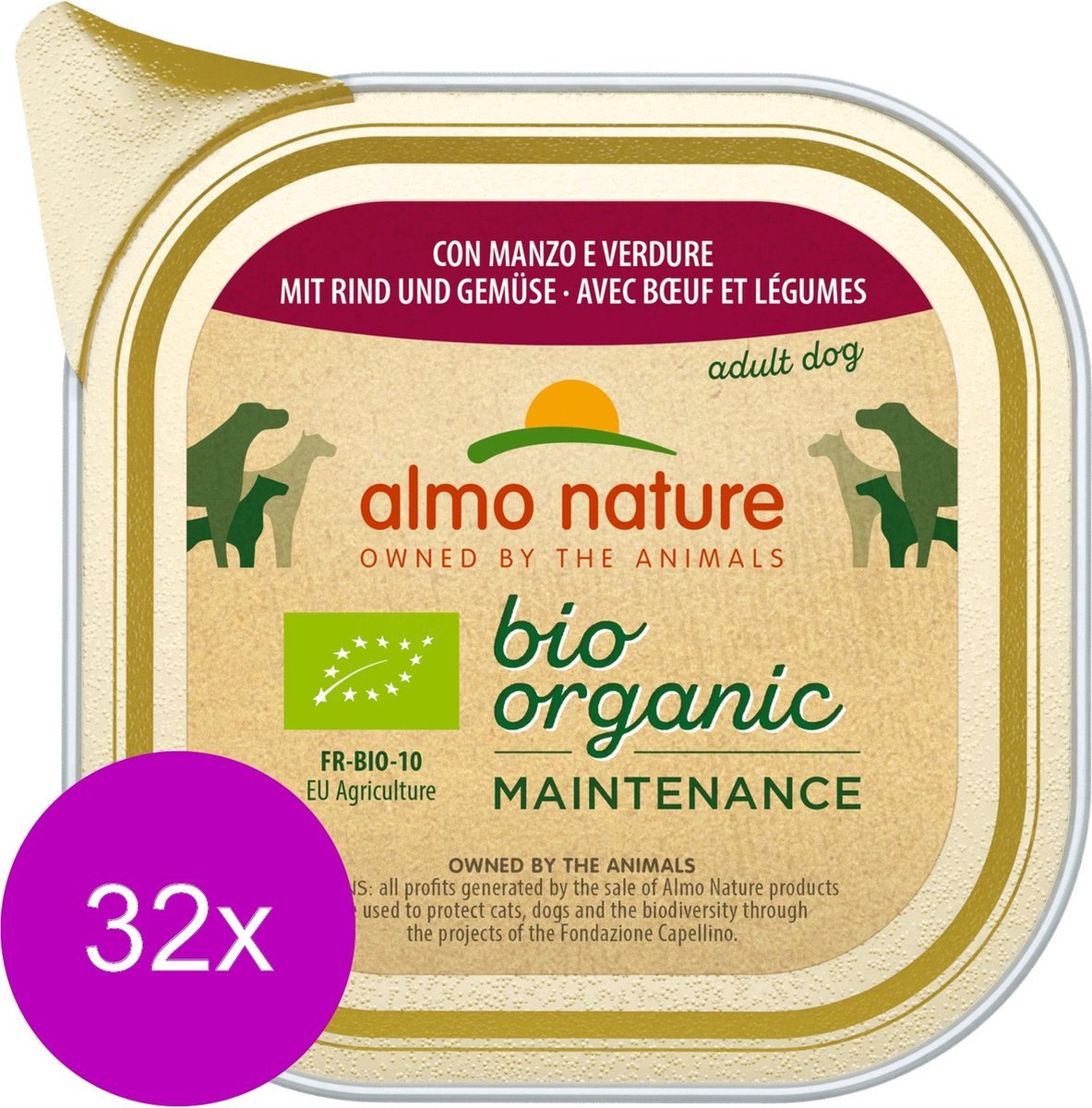 Almo - Nature Dailymenu - Bio Hondenvoer - Rund&groenten - 32x100gr