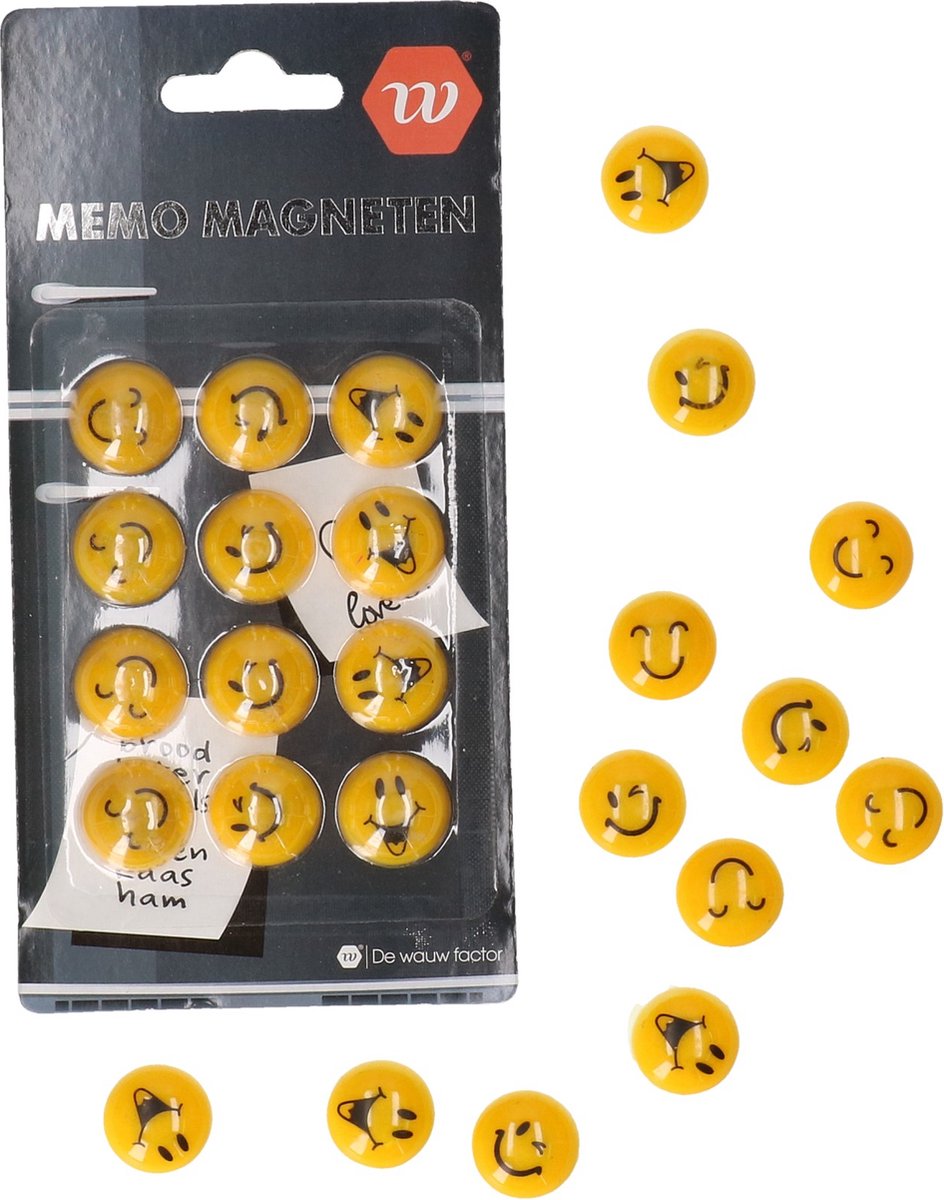 Smiley magneten | Memo magneten | Emoticons | Koelkast magneet | 12 stuks - De wauw factor