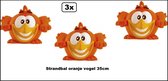 3x Strandbal oranje geluksvogel 35cm - EK Voetbal Strand zwembad beach fun festival thema feest verjaardag