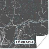 Poster Lörrach – Stadskaart – Blauw – Plattegrond – Stadskaart – Kaart - Duitsland - 75x75 cm
