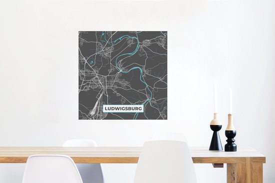 Affiche Plan de ville – Ludwigsburg – Allemagne – Plan – Carte - 50x50 cm