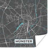 Poster Stadskaart – Kaart – Münster – Blauw – Duitsland – Plattegrond - 75x75 cm