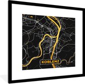 Fotolijst incl. Poster - Black and Gold – Stadskaart – Koblenz – Duitsland – Plattegrond – Kaart - 40x40 cm - Posterlijst