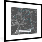 Fotolijst incl. Poster - Stadskaart – Ludwigsburg – Duitsland – Plattegrond – Kaart - 40x40 cm - Posterlijst