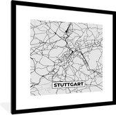 Fotolijst incl. Poster - Duitsland - Stadskaart - Plattegrond - Stuttgart - Kaart - 40x40 cm - Posterlijst