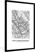 Fotolijst incl. Poster - Stadskaart - Frankrijk - Kaart - Évry-Courcouronnes - Plattegrond - 60x90 cm - Posterlijst