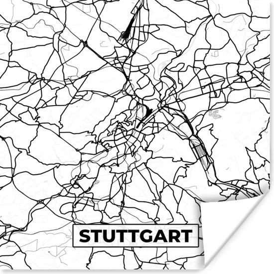 Poster Stuttgart - Plattegrond - Kaart - Stadskaart - 50x50 cm | bol