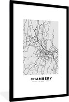 Fotolijst incl. Poster - Stadskaart – Frankrijk – Kaart – Chambéry – Plattegrond - 80x120 cm - Posterlijst