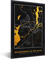 Fotolijst incl. Poster - Brandenburg An Der Havel - Stadskaart - Kaart - Plattegrond - Goud - Duitsland - 40x60 cm - Posterlijst