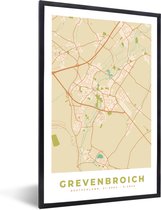 Fotolijst incl. Poster - Vintage - Grevenbroich - Plattegrond - Kaart - Stadskaart - 20x30 cm - Posterlijst