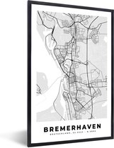 Fotolijst incl. Poster - Duitsland - Plattegrond - Bremerhaven - Kaart - Stadskaart - 40x60 cm - Posterlijst