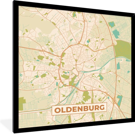 Fotolijst incl. Poster - Plattegrond - Oldenburg - Vintage - Kaart ...