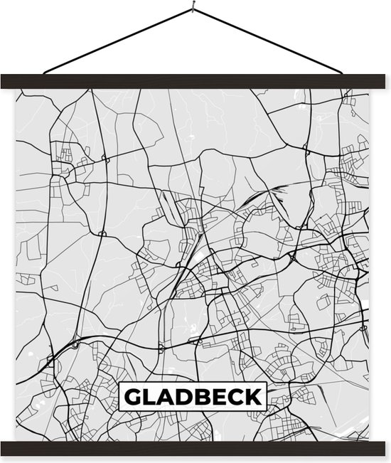 Porte-affiche avec affiche - Affiche scolaire - Allemagne - Carte - Gladbeck - Carte - Plan de la ville - 40x40 cm - Lattes noires