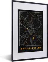Fotolijst incl. Poster - Duitsland – Black and Gold – Bad Salzuflen – Stadskaart – Kaart – Plattegrond - 40x60 cm - Posterlijst