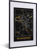 Fotolijst incl. Poster - Plattegrond – Delmenhorst – Goud – Stadskaart – Kaart - Duitsland - 40x60 cm - Posterlijst