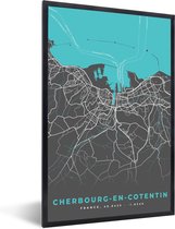 Fotolijst incl. Poster - Plattegrond - Kaart - Cherbourg-en-Cotentin - Stadskaart - Frankrijk - 40x60 cm - Posterlijst