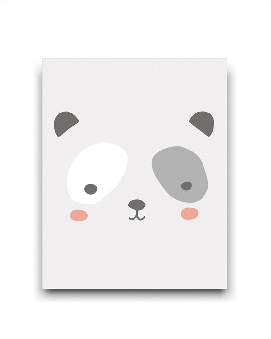 Schilderij  Panda hoofd grijs / Jungle / Safari / 50x40cm