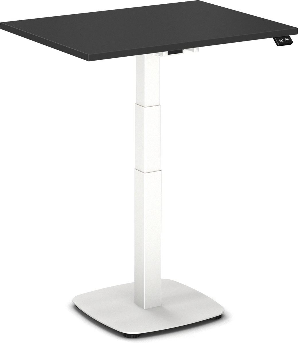 Klein zit-sta bureau TinyDesk | 80 x 60 cm zwart bureaublad | wit frame