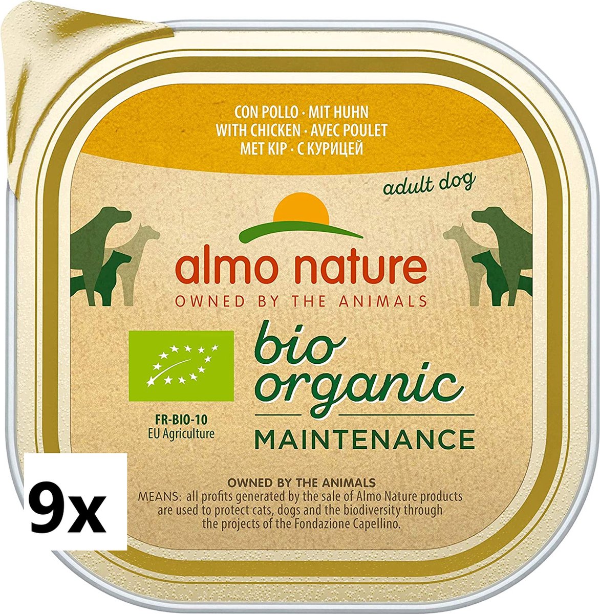 Almo Nature Dailymenu - Hondenvoer Bio - kip&groenten - 9x300gr