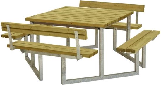 Picknicktafel vuren geimpregneerd - Twist vierkant 2 rugleuningen 227 x 204 x 76 cm