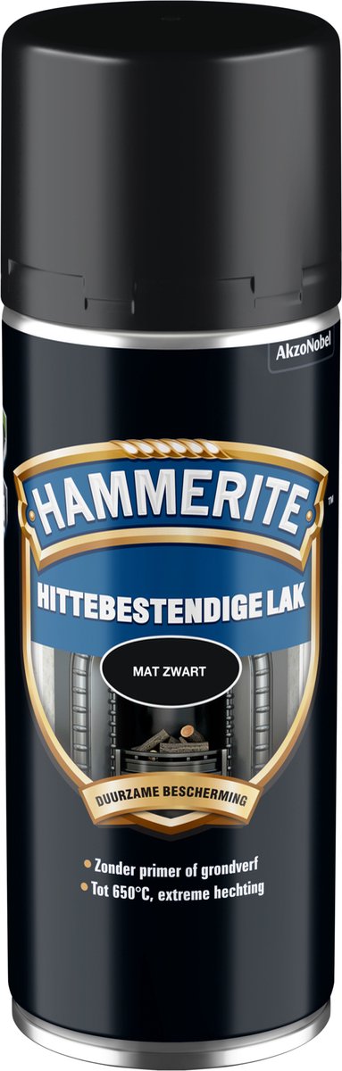 Hammerite hittebestendige lak - Mat - Zwart - 400 ml | bol