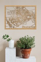 Carte de la ville en bois Drachten Bois de chêne 50x70cm Décoration murale pour les City Shapes sur le mur